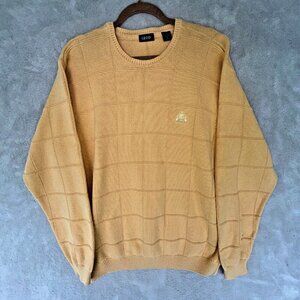 Izod Yellow Knit Cotton Crew Neck Sweater Men’s X-Large NOTE